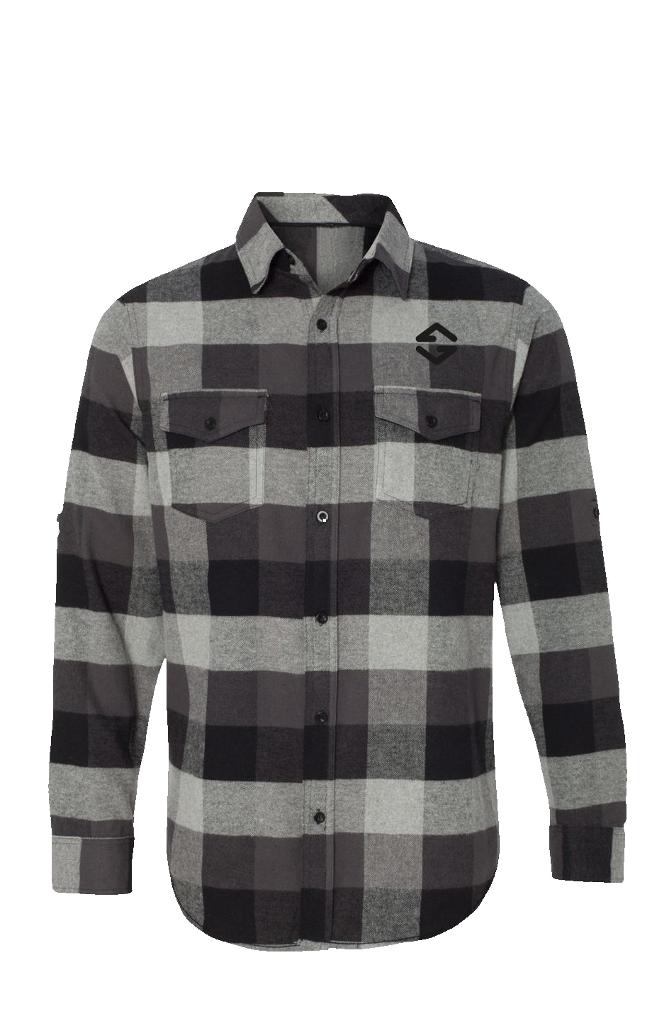 Men's Long Sleeve Flannel Grey And Black button up long sleeve shirt