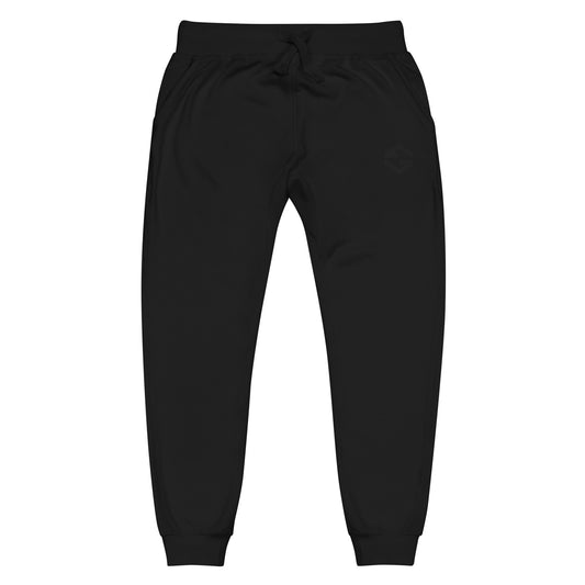 Unisex fleece sweatpants in black with soft fabric, elastic waistband, and relaxed fit black full - black logo