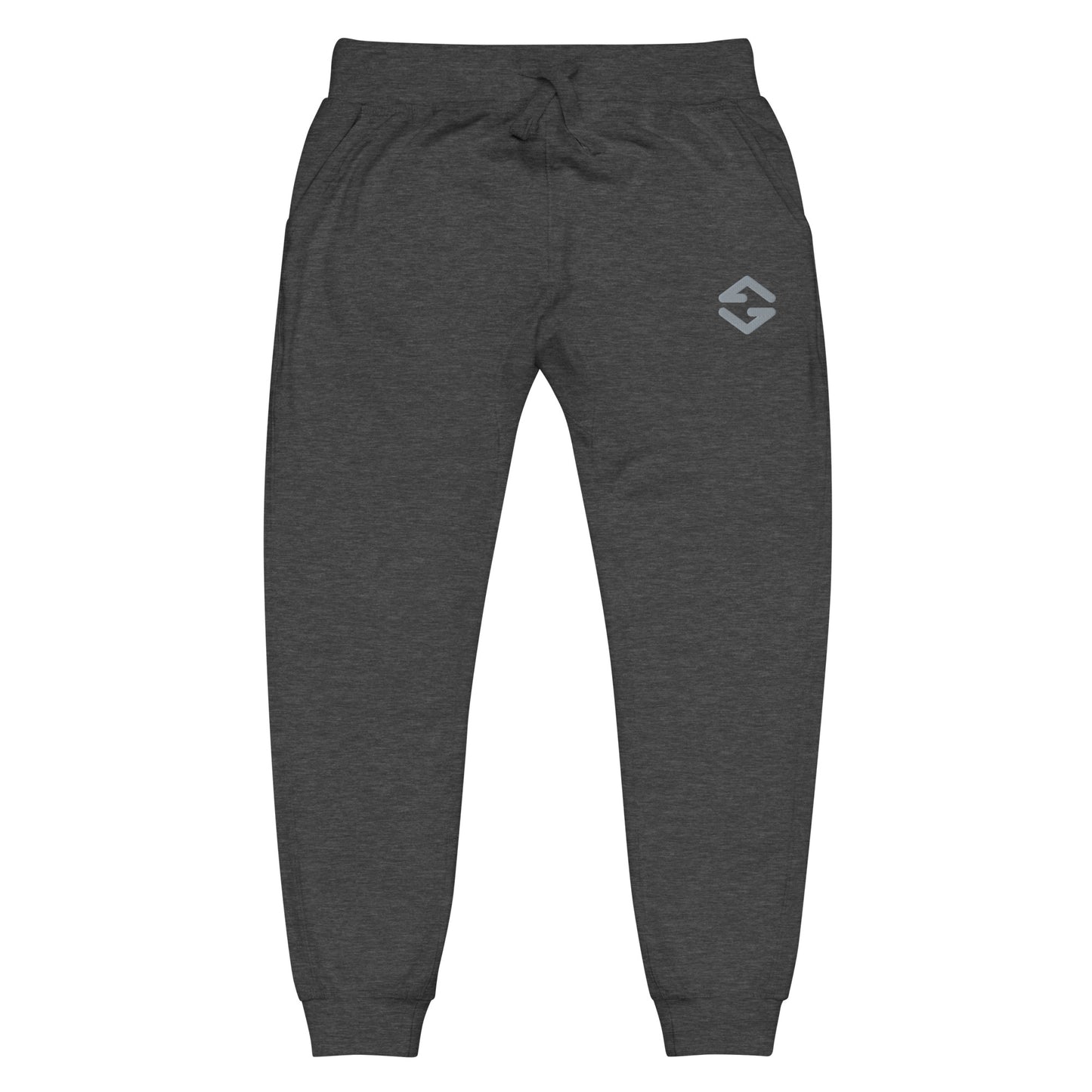 Unisex fleece sweatpants in black with soft fabric, elastic waistband, and relaxed fit gray full