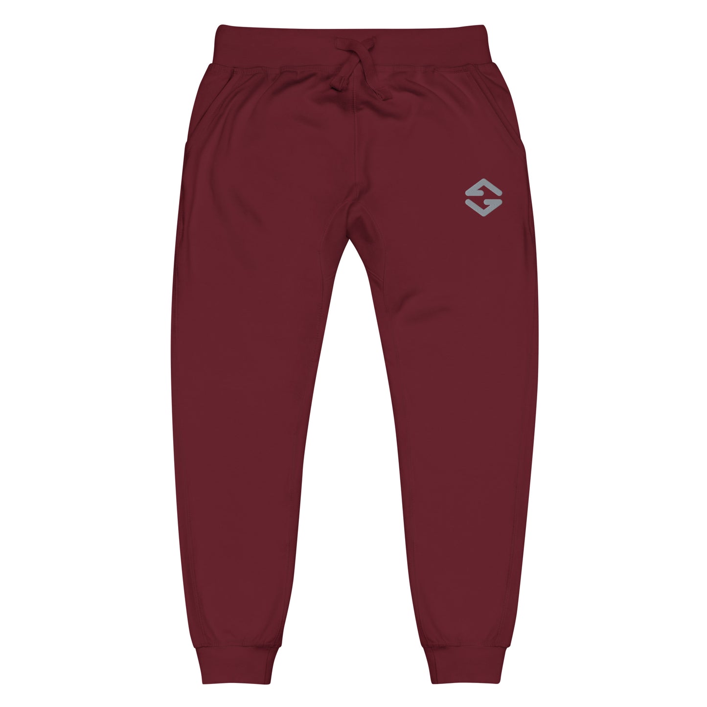 Unisex fleece sweatpants in black with soft fabric, elastic waistband, and relaxed fit red full