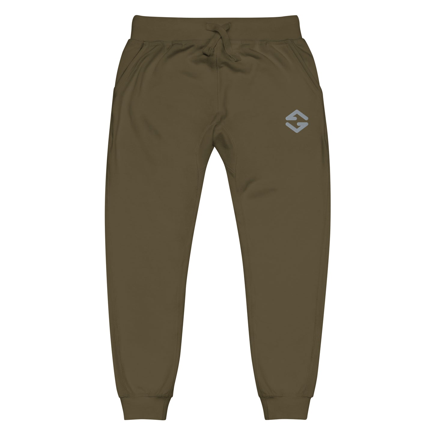 Unisex fleece sweatpants in black with soft fabric, elastic waistband, and relaxed fit green full