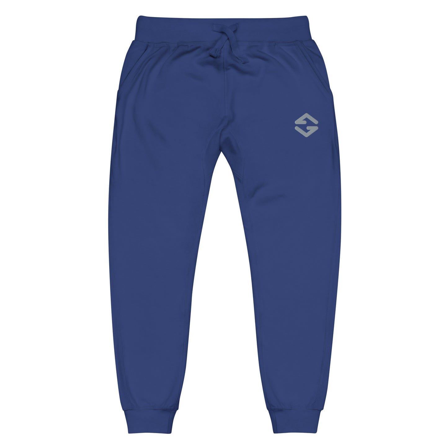 Unisex fleece sweatpants in black with soft fabric, elastic waistband, and relaxed fit blue full