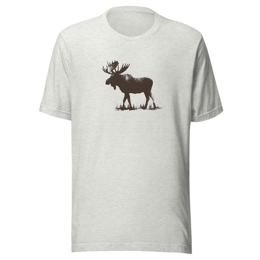 Moose graphic tee in soft cotton with classic fit and short sleeves - gray