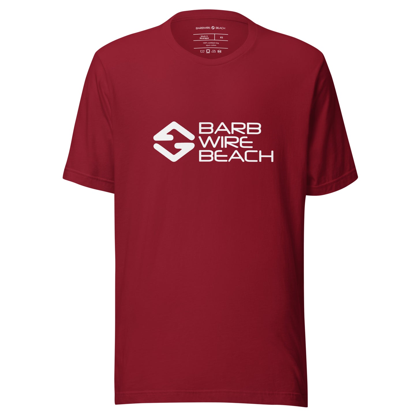 Barbwire Beach Signature graphic tee in soft cotton with classic fit and short sleeves - red