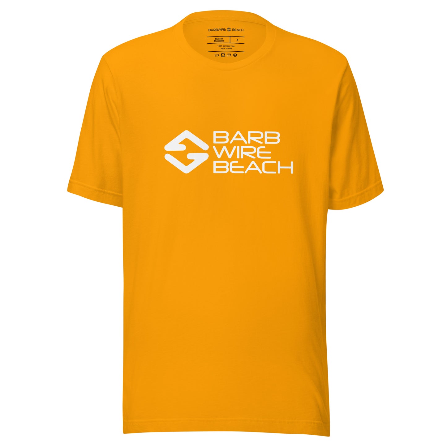 Barbwire Beach Signature graphic tee in soft cotton with classic fit and short sleeves - yellow