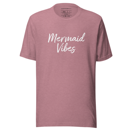 Mermaid Vibes graphic tee in soft cotton with classic fit and short sleeves - rose