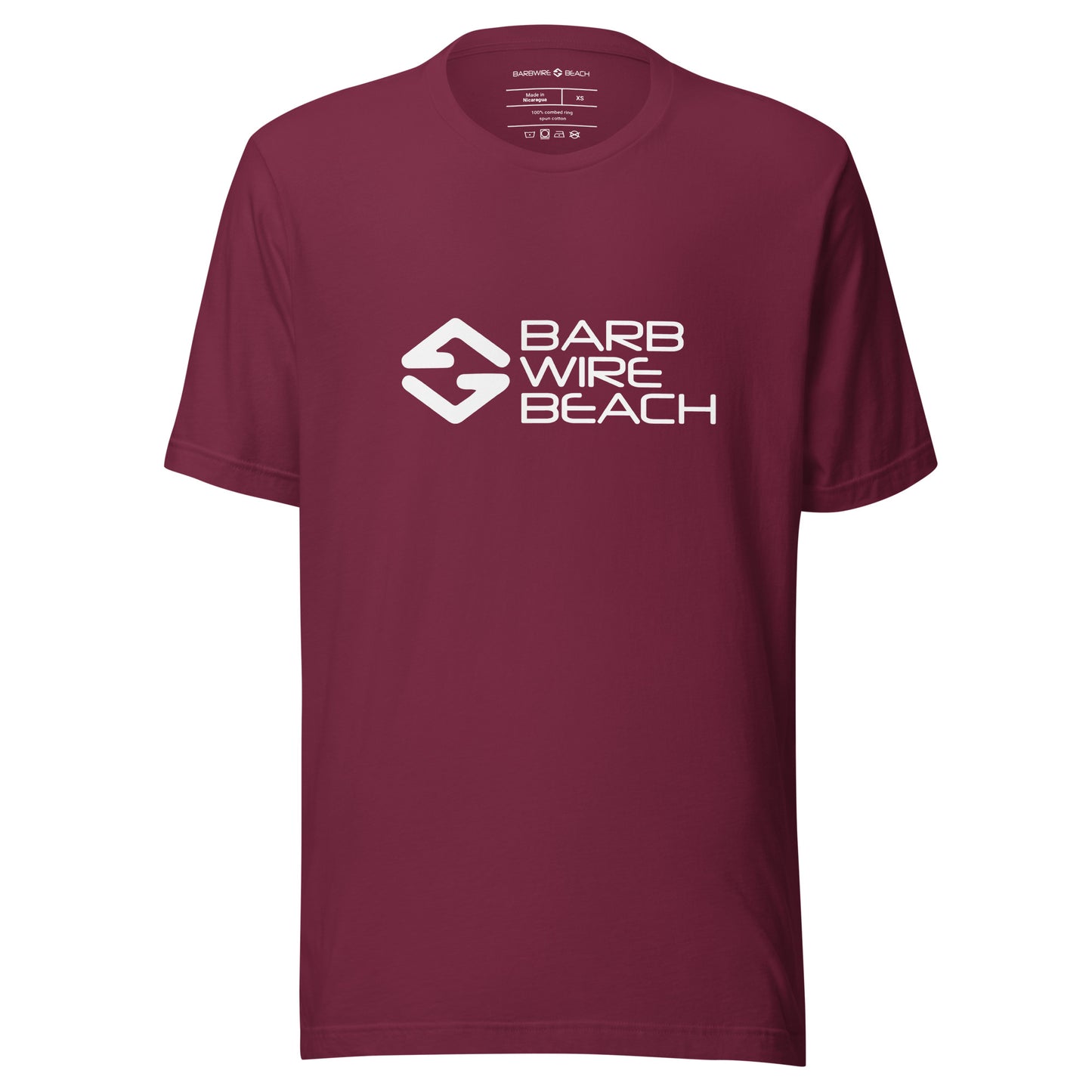 Barbwire Beach Signature graphic tee in soft cotton with classic fit and short sleeves - light maroon