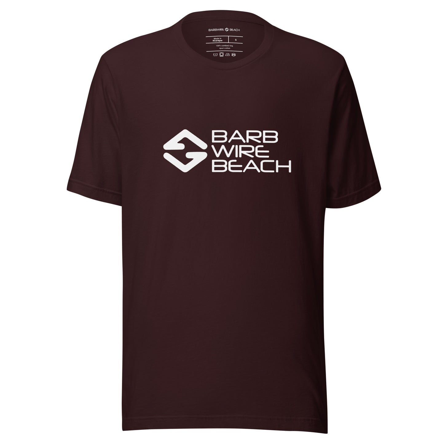 Barbwire Beach Signature graphic tee in soft cotton with classic fit and short sleeves - maroon