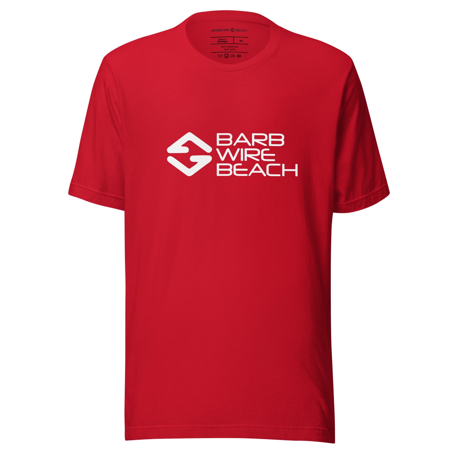 Barbwire Beach Signature graphic tee in soft cotton with classic fit and short sleeves - red