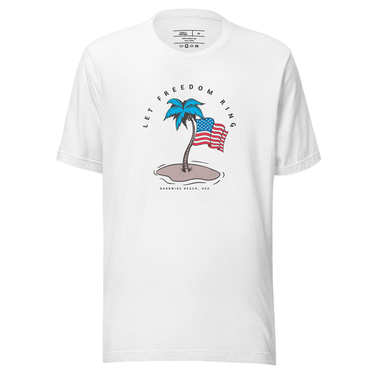 Patriotic Palm Tree graphic tee in soft cotton with classic fit and short sleeves - white