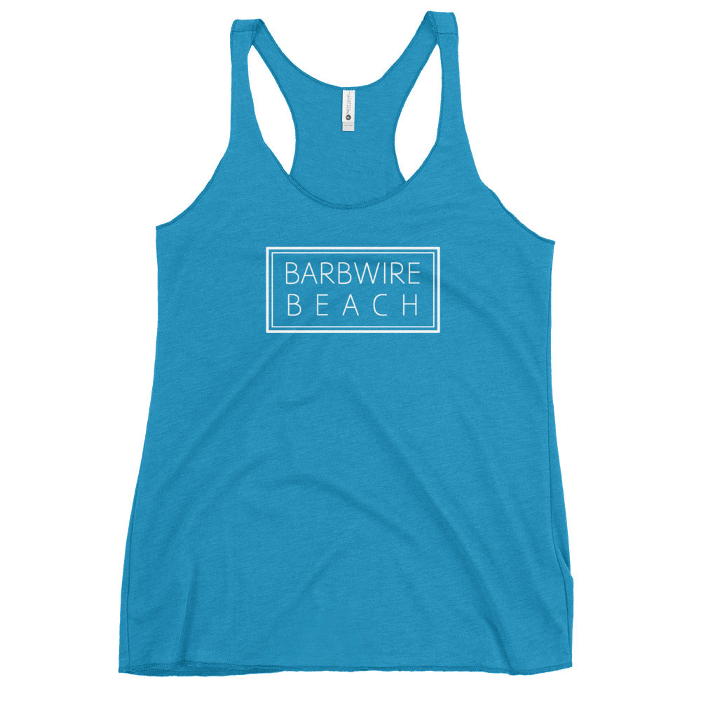 Barbwire Beach Signature racerback tank - ocean blue