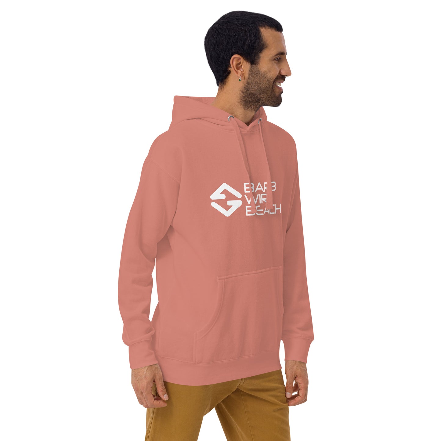 Signature Mountain hoodie with soft cotton blend, drawstring hood, and front pocket - pink side 2