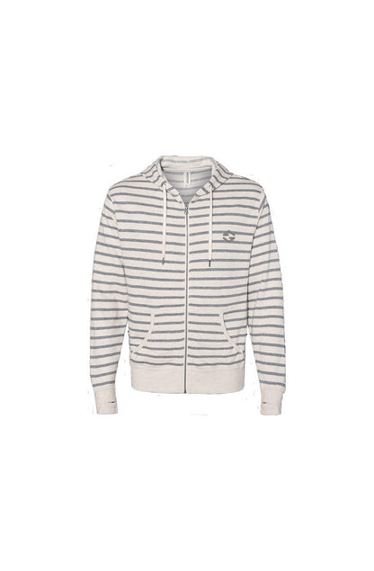 Zip-Up Hoodie – Heathered French Terry Costal Heather Stripe  Zip Hoodie