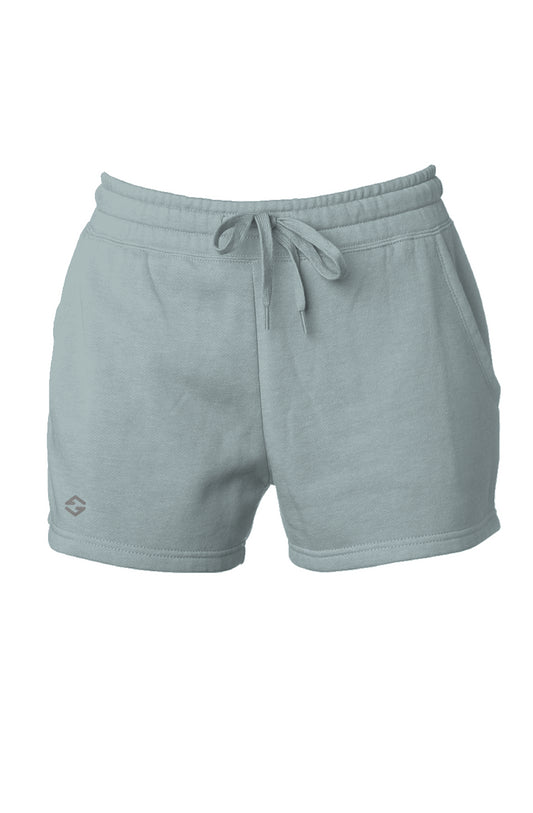 Women's Shorts – Cali Wave Wash Shorts in Sage Green | Barbwire Beach Wave Wash shorts in green with soft fleece fabric and relaxed fit