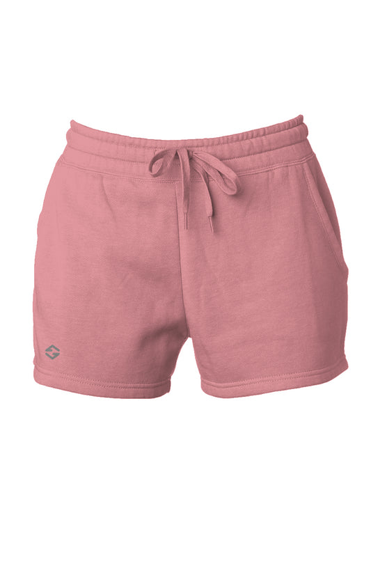 Wave Wash shorts in rose with soft fleece fabric and relaxed fit