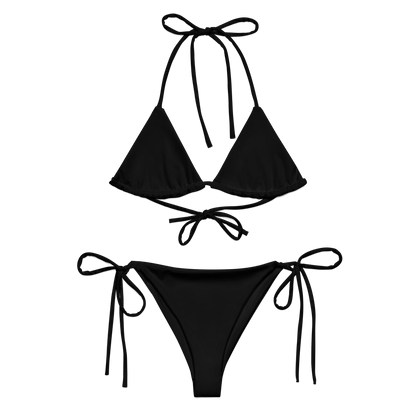 Sunset String Bikini in black, featuring adjustable ties and a classic design for comfort and style.