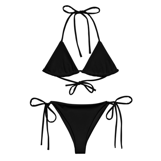 Sunset String Bikini in black, featuring adjustable ties and a classic design for comfort and style.