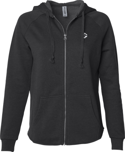 Wave Wash zip hoodie in blue with full zipper, soft fabric, and relaxed fit - Black