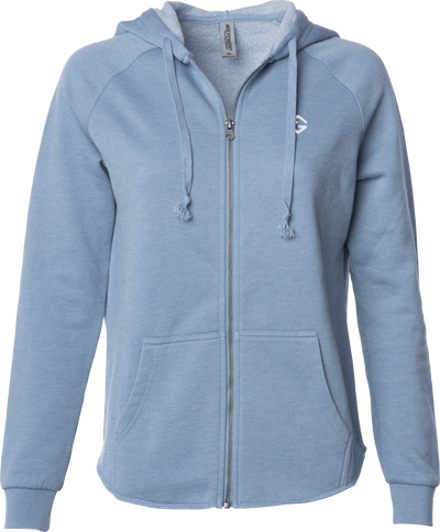 Wave Wash zip hoodie in blue with full zipper, soft fabric, and relaxed fit - blue