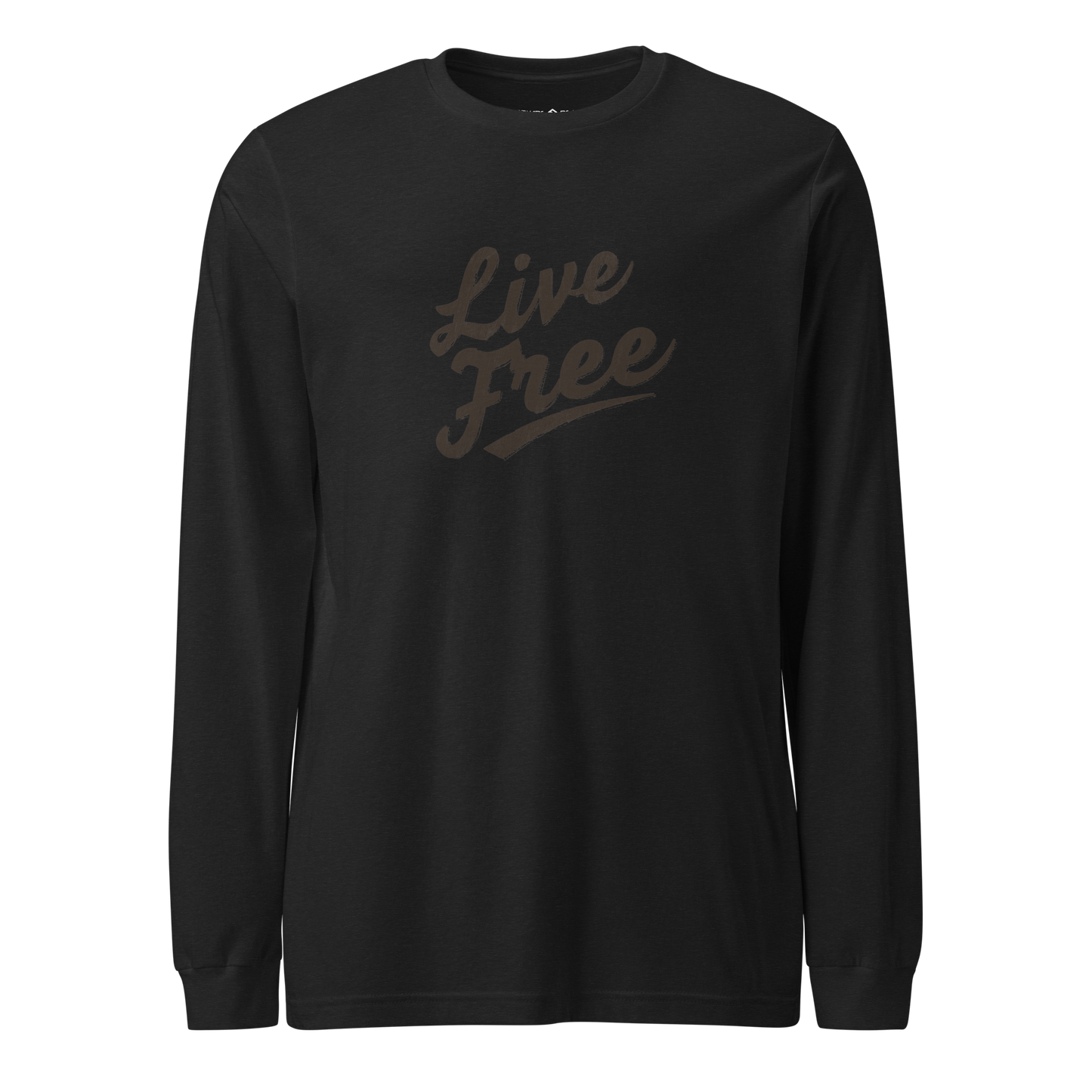 Live Free long sleeve tee in black with lightweight cotton fabric and ribbed cuffs - black