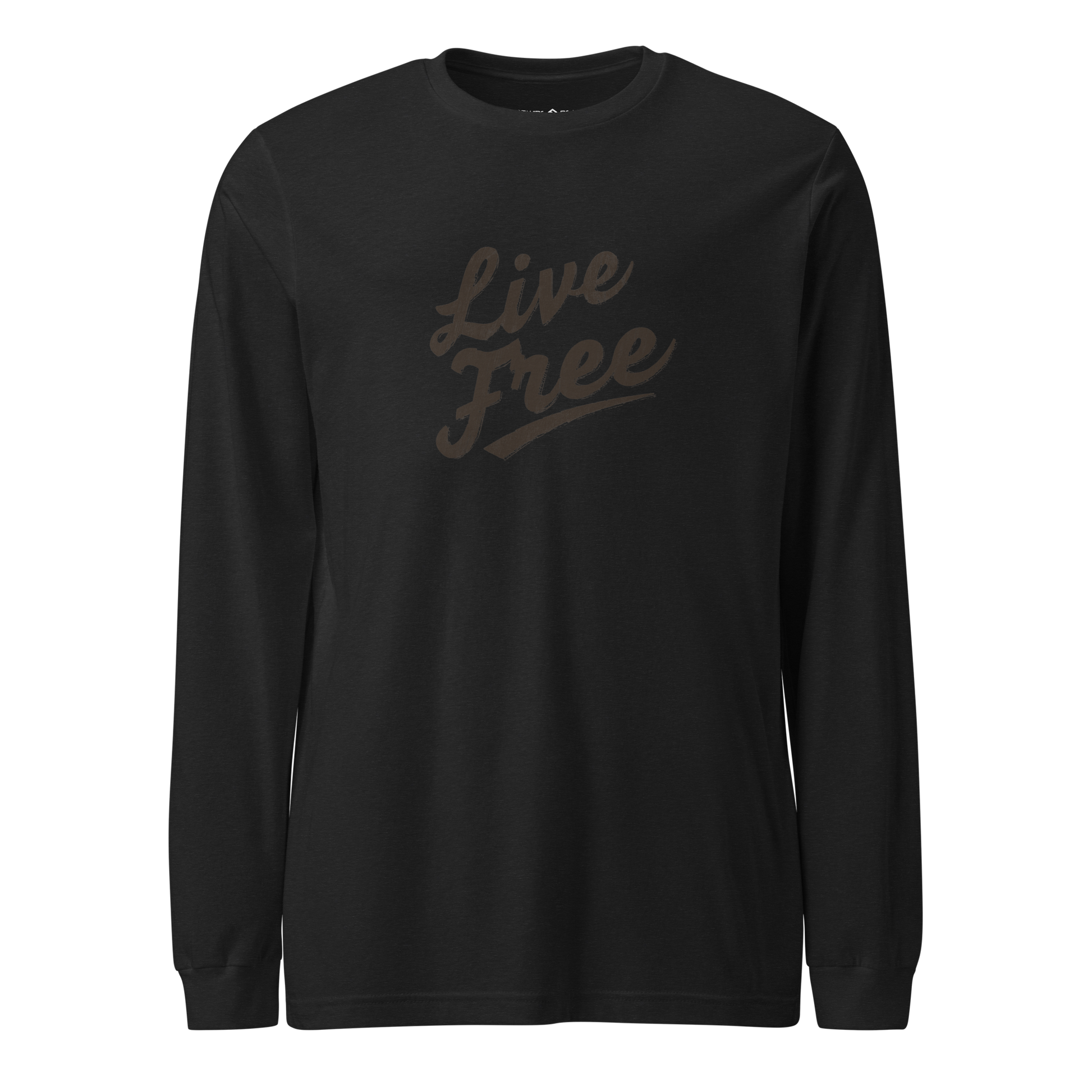 Live Free long sleeve tee in black with lightweight cotton fabric and ribbed cuffs - black