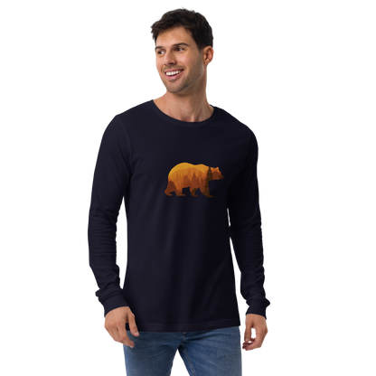 unisex Bear Country Fall long sleeve shirt in cotton with relaxed fit and ribbed cuffs navy male