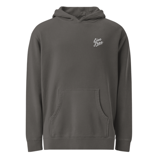 Unisex Live Free hoodie in black with soft cotton-blend fabric and front pocket - Gray