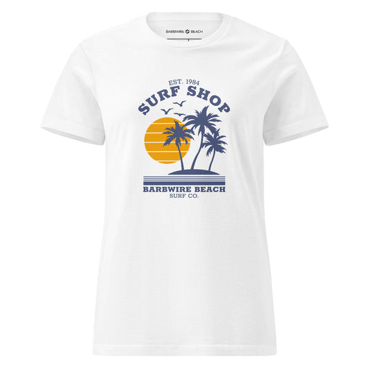 Surf Shop graphic tee in white with soft cotton fabric and classic fit